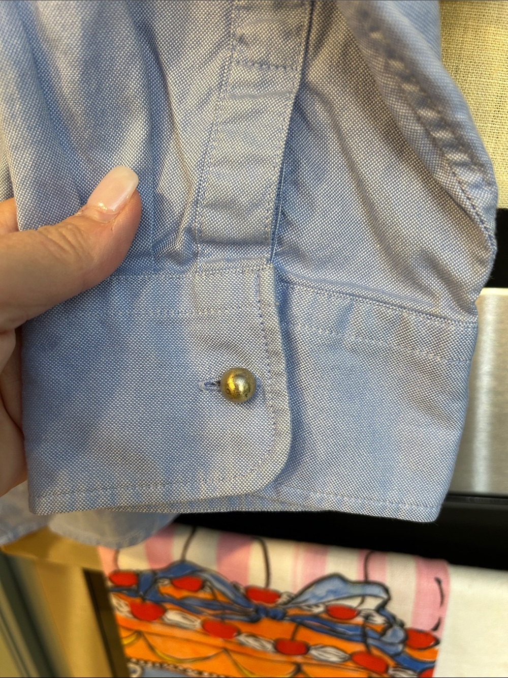 Vintage Talbots Light Blue Button-Popover Shirt with Epaulettes - Picture 6 of 10